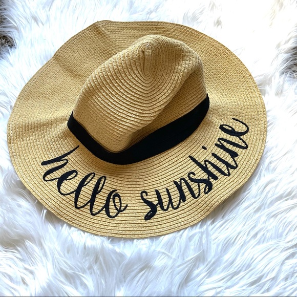 "Hello Sunshine" Floppy Sun Hat | Summer Beach Hat - Picture 2 of 3